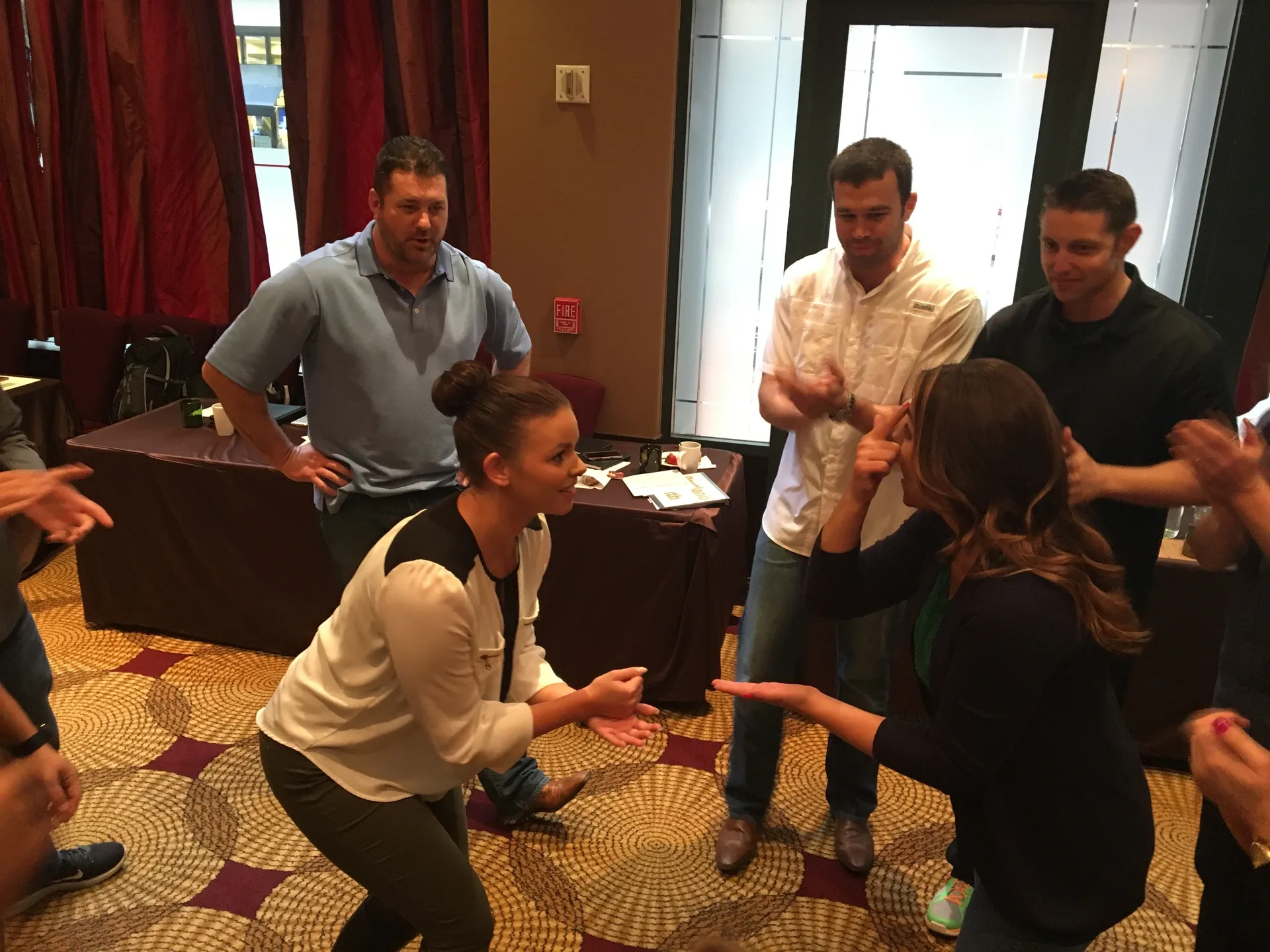 Participants practicing a role-play scenario during a CSz simulation training session
