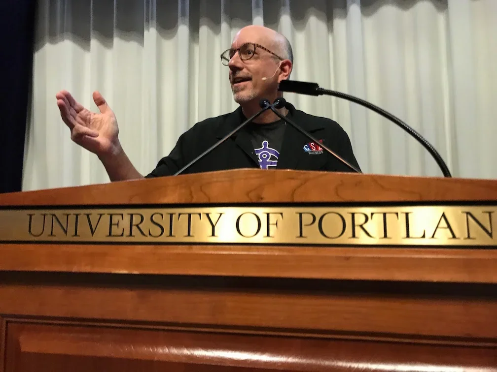 Patrick Short delivering a keynote presentation